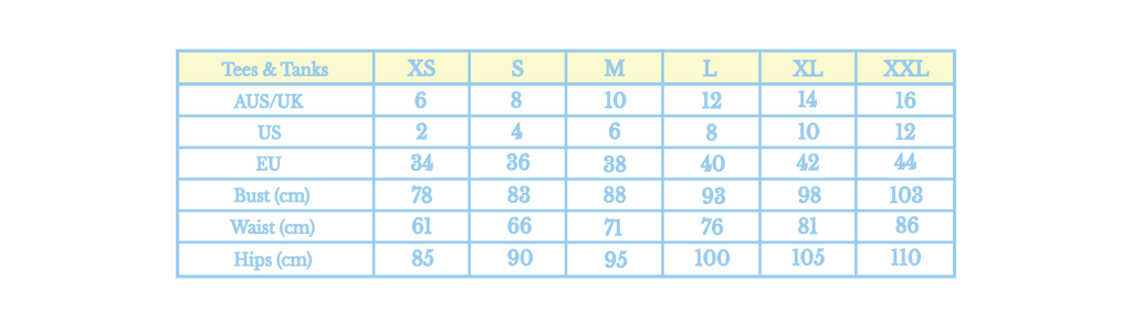 Size Chart – Salty Shreds